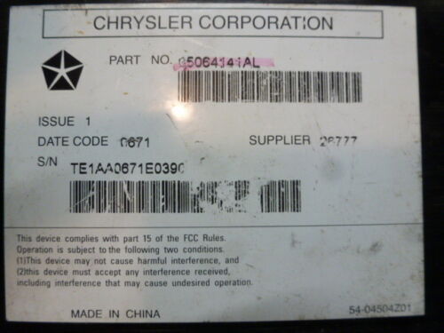 NY358-18 OEM WARRANTY CHRYSLER RADIO AUDIO CONTROL COMPUTER AMPLIFIER AMP