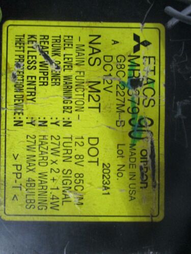 NY615-7 OEM WARRANTY 2002 2003 MITSUBISHI GALANT THEFT LOCKING CONTROL MODULE