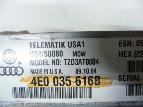 NY607-8 OEM WARRANTY 03 04 05 06 07 08 AUDI A8 S8 COMMUNICATION CONTROL MODULE