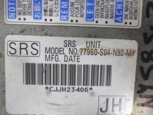 NY585-37 OEM WARRANTY 1998 1999 HONDA CIVIC AIR BAG CONTROL MODULE