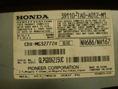 RD11-7 OEM FACTORY 2008 2009 2010 HONDA ACCORD CD CHANGER RECEIVER